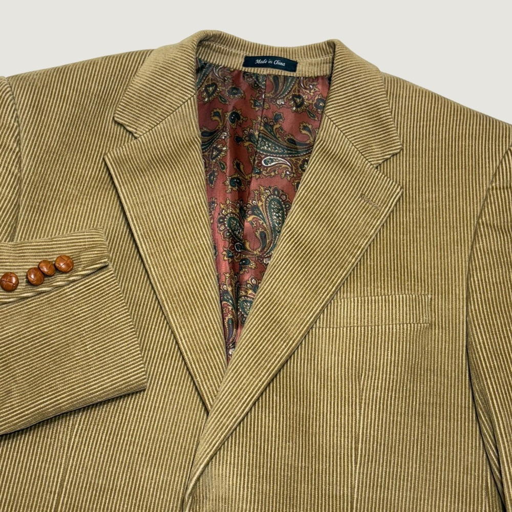 Lauren Ralph Lauren Sport Coat Mens 40R Tan Corduroy Paisley Lining Blazer